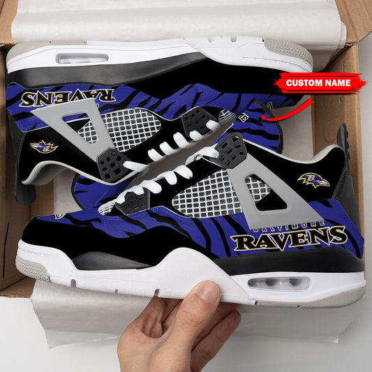 Ideafootwear Baltimore Ravens AJ4 Sneakers Shoes For Men And Women