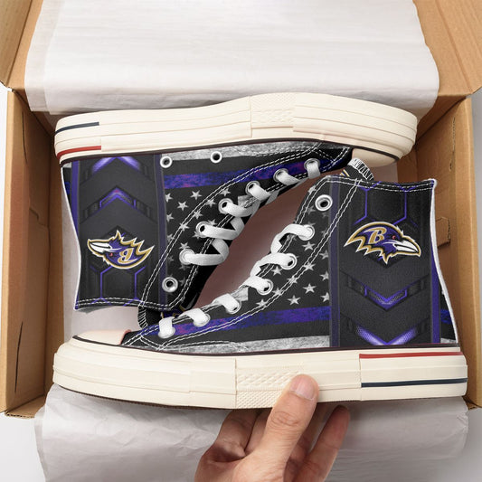 Ideafootwear Baltimore Ravens High Top Canvas Sneakers Shoes For Men And Women