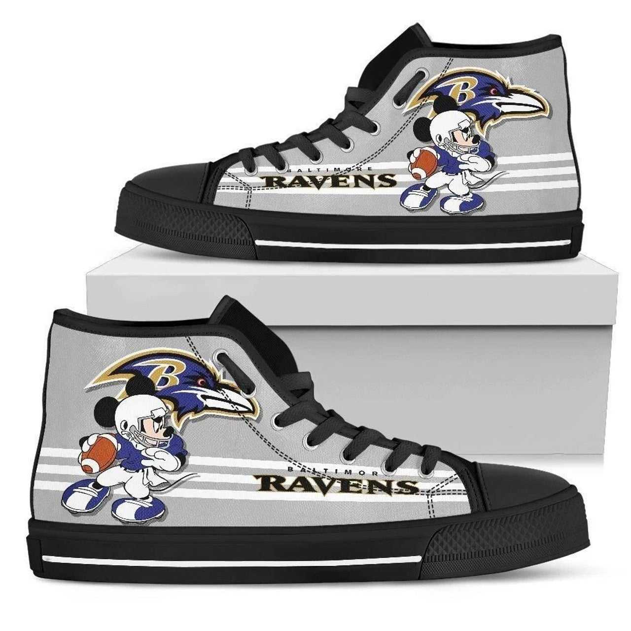 Ideafootwear Baltimore Ravens High Top Canvas Sneakers Shoes For Men And Women