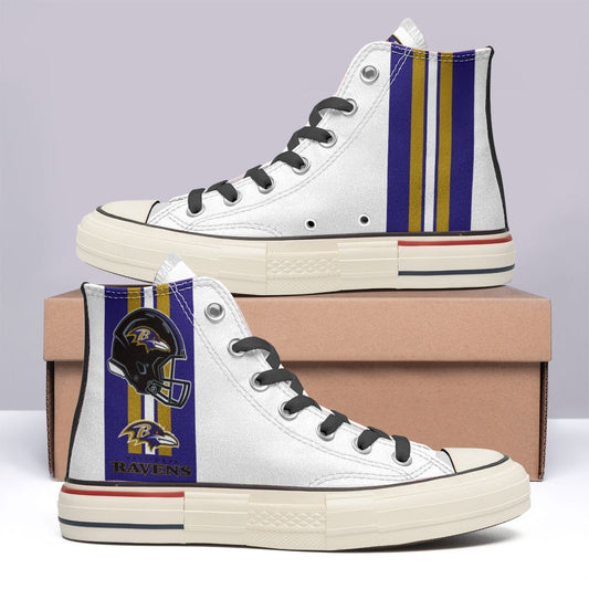 Ideafootwear Baltimore Ravens High Top Canvas Sneakers Shoes For Men And Women
