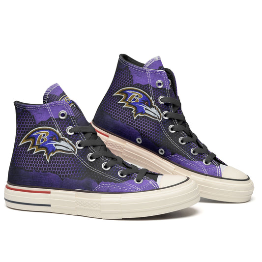 Ideafootwear Baltimore Ravens High Top Canvas Sneakers Shoes For Men And Women