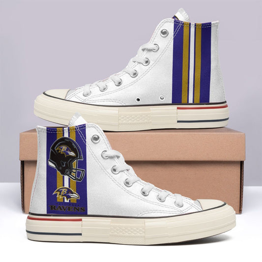 Ideafootwear Baltimore Ravens High Top Canvas Sneakers Shoes For Men And Women