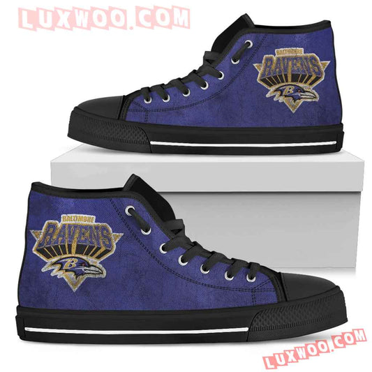 Ideafootwear Baltimore Ravens High Top Canvas Sneakers Shoes For Men And Women