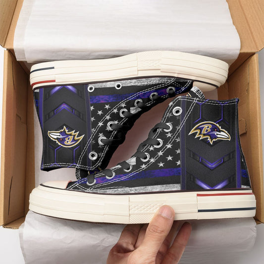 Ideafootwear Baltimore Ravens High Top Canvas Sneakers Shoes For Men And Women