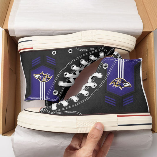 Ideafootwear Baltimore Ravens High Top Canvas Sneakers Shoes For Men And Women