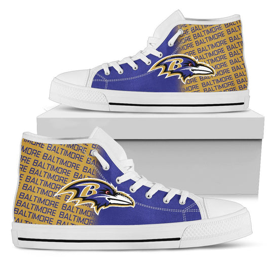 Ideafootwear Baltimore Ravens High Top Canvas Sneakers Shoes For Men And Women