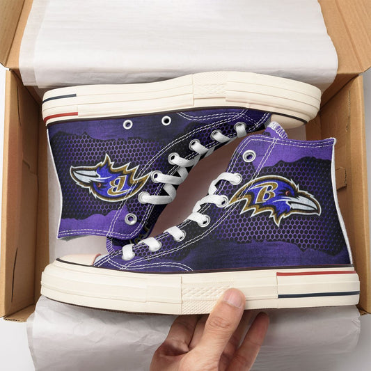 Ideafootwear Baltimore Ravens High Top Canvas Sneakers Shoes For Men And Women