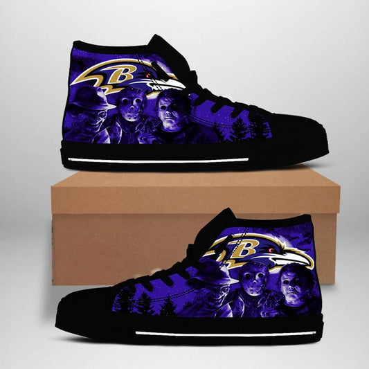 Ideafootwear Baltimore Ravens Low Top Canvas Sneakers Shoes For Men And Women