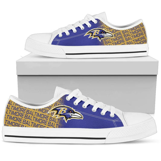 Ideafootwear Baltimore Ravens Low Top Canvas Sneakers Shoes For Men And Women