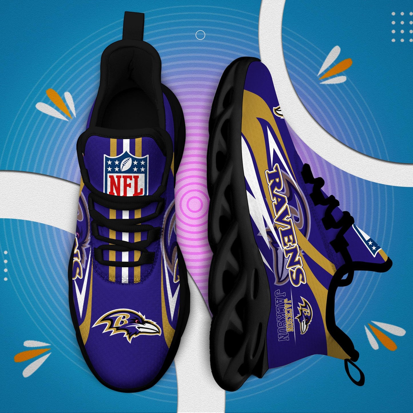 Ideafootwear Baltimore Ravens Max Soul Shoes Sneakers For Men And Women