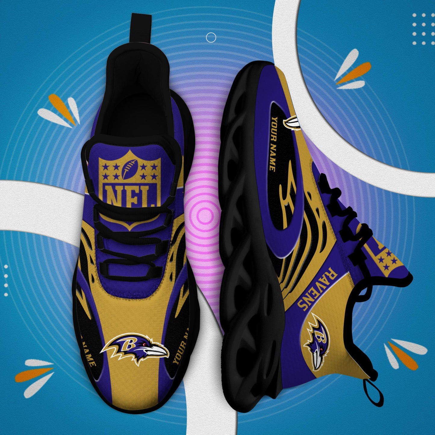 Ideafootwear Baltimore Ravens Max Soul Shoes Sneakers For Men And Women