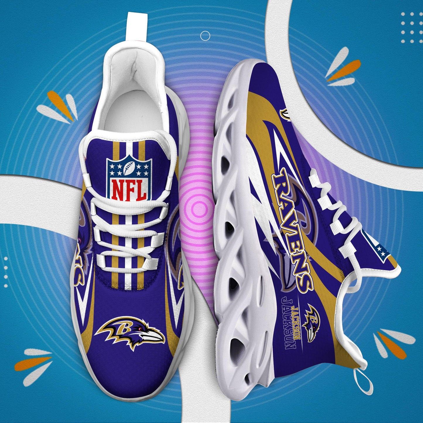 Ideafootwear Baltimore Ravens Max Soul Shoes Sneakers For Men And Women