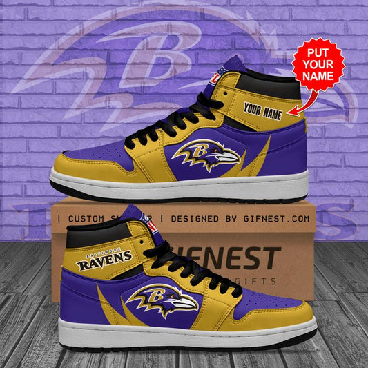 Ideafootwear Baltimore Ravens NFL AJ1 High Sneakers Shoes For Men And Women