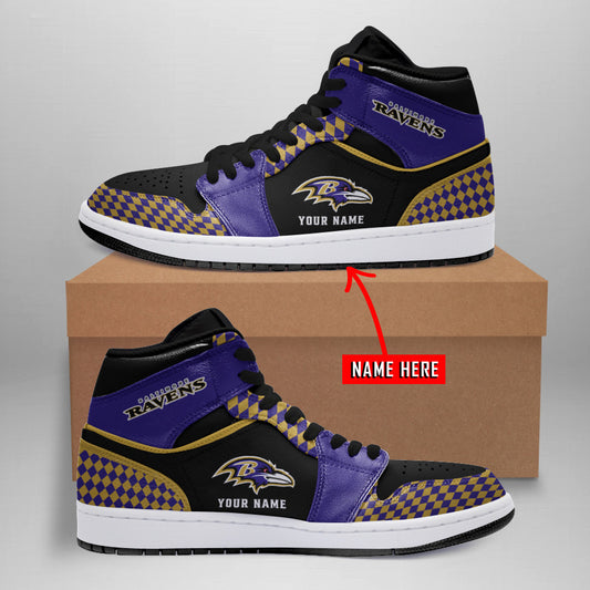 Ideafootwear Baltimore Ravens NFL AJ1 High Sneakers Shoes For Men And Women