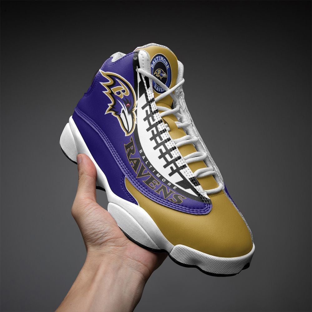 Ideafootwear Baltimore Ravens NFL AJ13 Sneakers Shoes For Men And Women