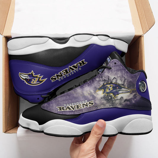 Ideafootwear Baltimore Ravens NFL AJ13 Sneakers Shoes For Men And Women