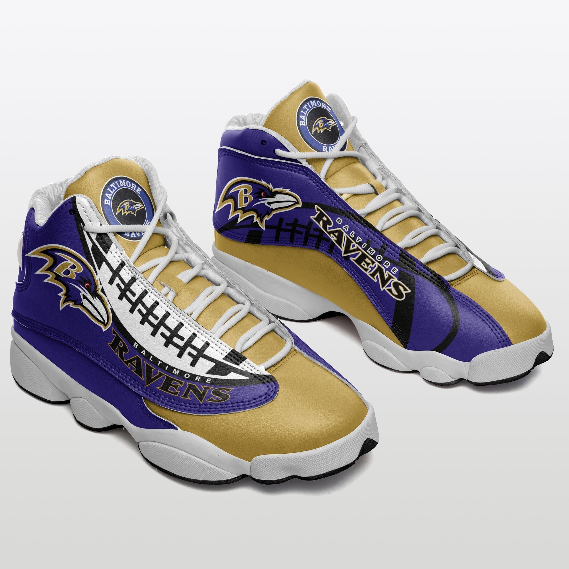 Ideafootwear Baltimore Ravens NFL AJ13 Sneakers Shoes For Men And Women
