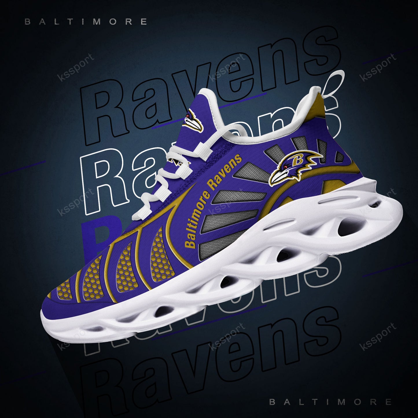 Ideafootwear Baltimore Ravens NFL Max Soul Shoes Sneakers For Men And Women