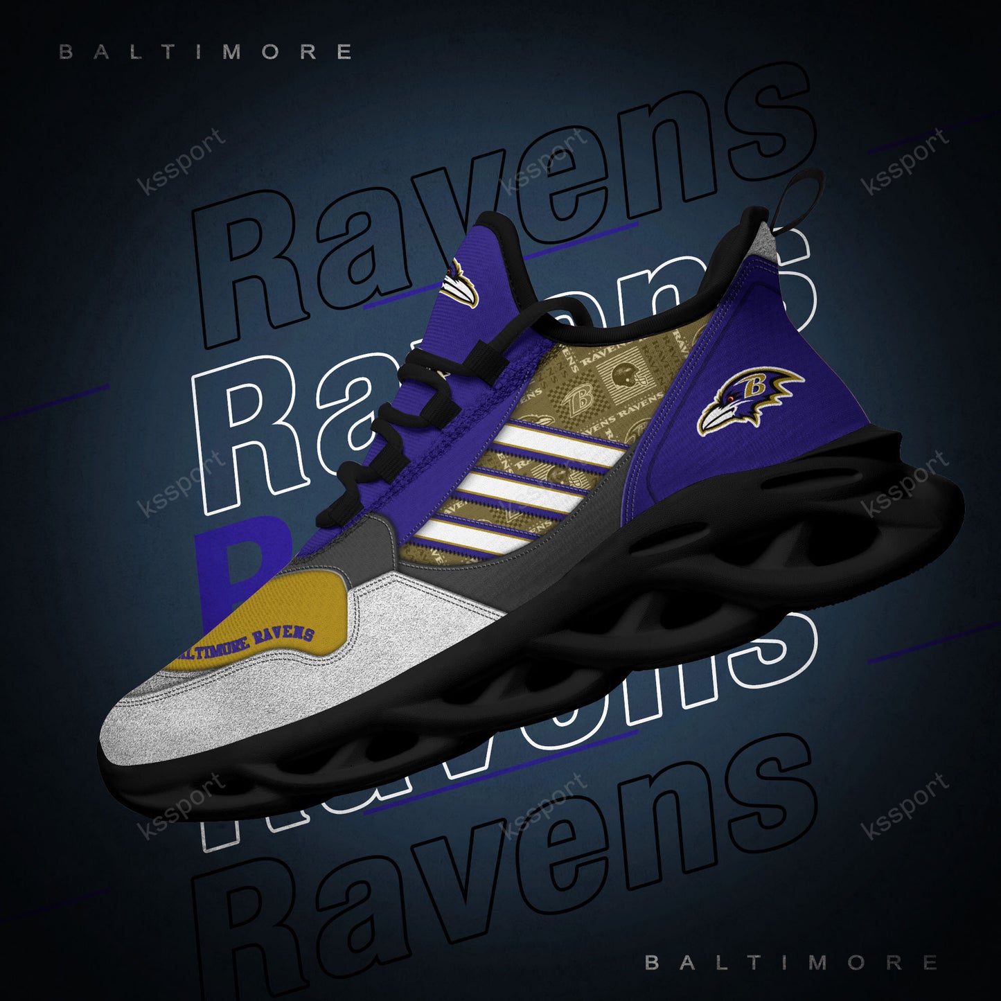 Ideafootwear Baltimore Ravens NFL Max Soul Shoes Sneakers For Men And Women