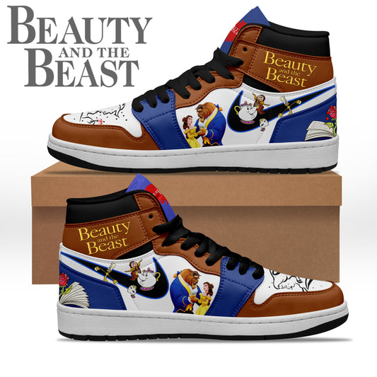 Ideafootwear Beauty and the Beast AJ1 High Sneakers Shoes For Men And Women