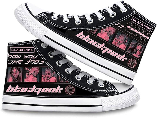 Ideafootwear Blackpink High Top Canvas Sneakers Shoes For Men And Women
