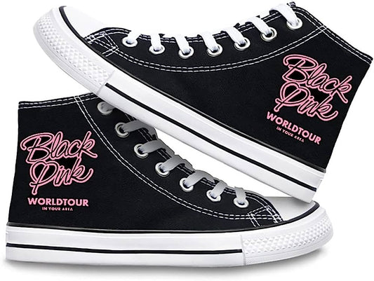 Ideafootwear Blackpink High Top Canvas Sneakers Shoes For Men And Women