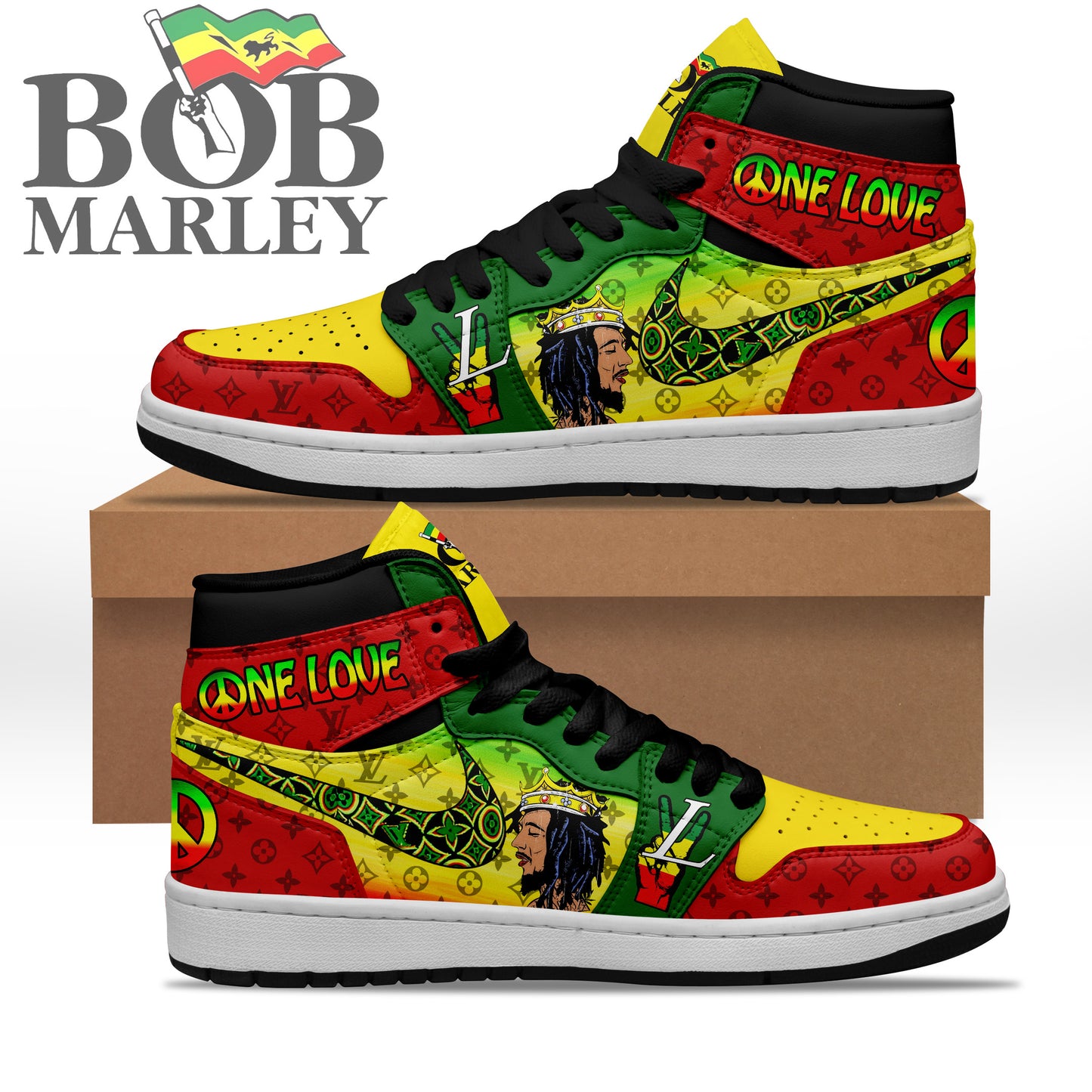 Ideafootwear Bob Marley AJ1 High Sneakers Shoes For Men And Women