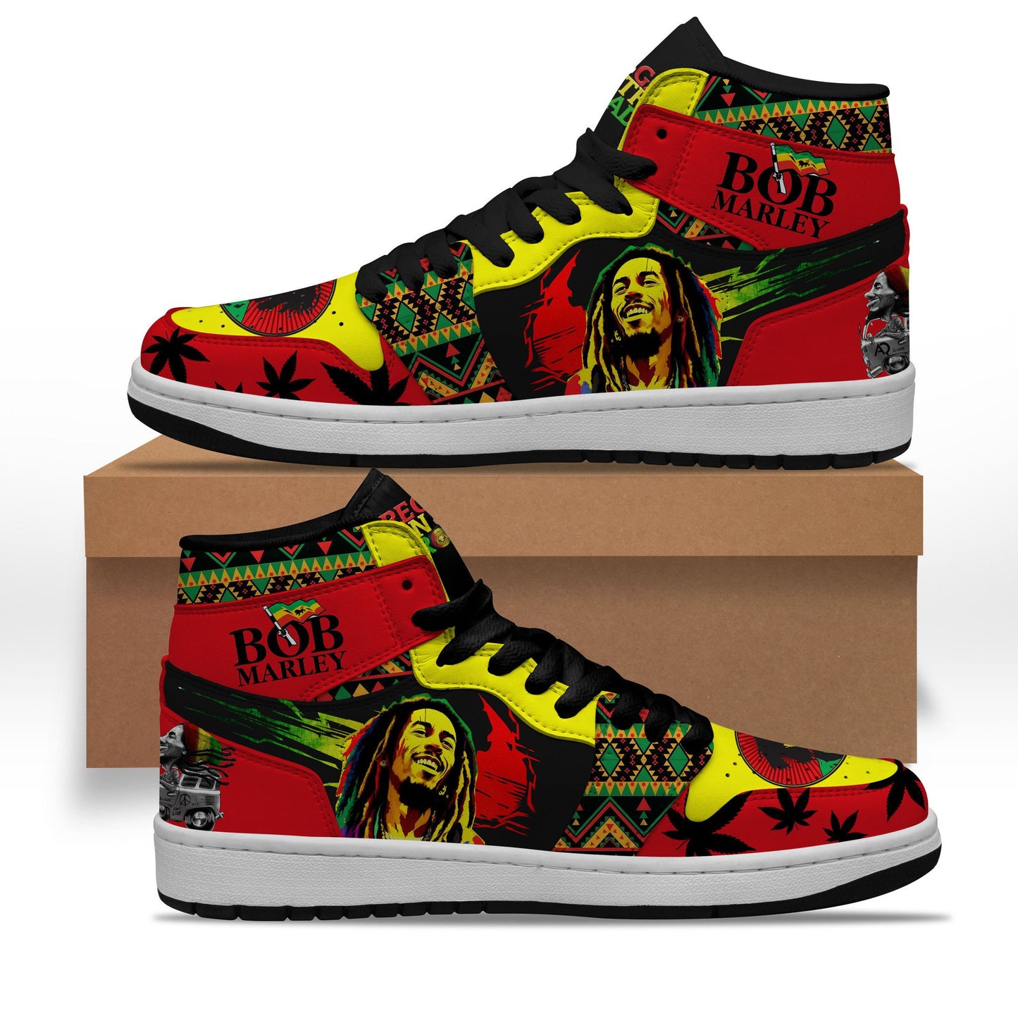 Ideafootwear Bob Marley AJ1 High Sneakers Shoes For Men And Women