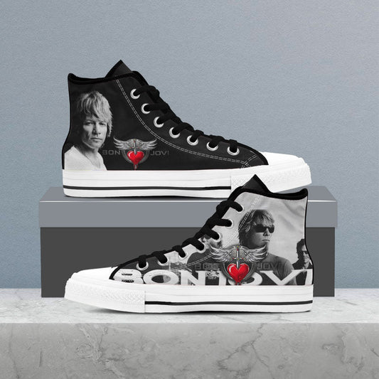 Ideafootwear Bon Jovi High Top Canvas Sneakers Shoes For Men And Women