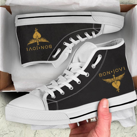Ideafootwear Bon Jovi High Top Canvas Sneakers Shoes For Men And Women