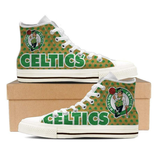 Ideafootwear Boston Celtics High Top Canvas Sneakers Shoes For Men And Women