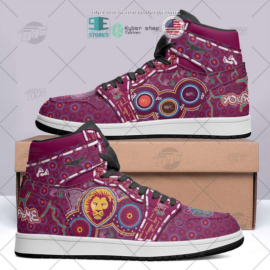 Ideafootwear Brisbane Lions AFL AJ1 High Sneakers Shoes For Men And Women