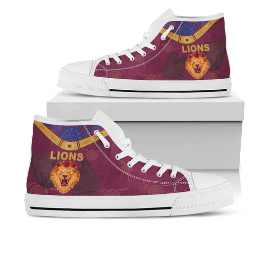 Ideafootwear Brisbane Lions High Top Canvas Sneakers Shoes For Men And Women