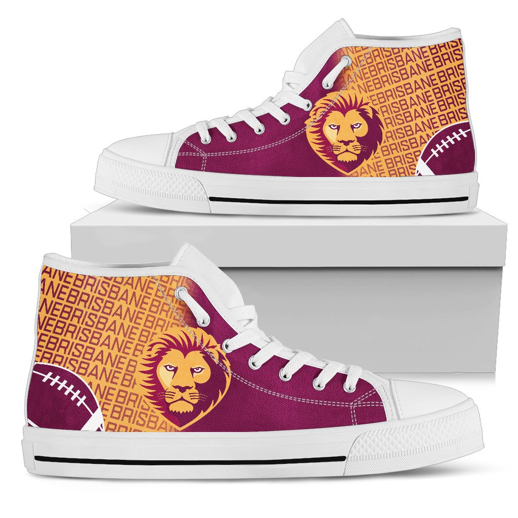 Ideafootwear Brisbane Lions High Top Canvas Sneakers Shoes For Men And Women