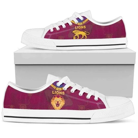 Ideafootwear Brisbane Lions Low Top Canvas Sneakers Shoes For Men And Women