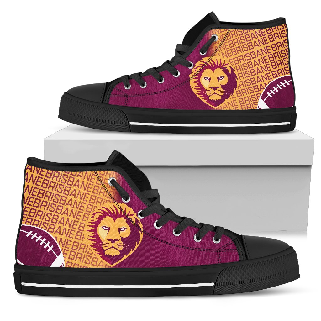 Ideafootwear Brisbane Lions High Top Canvas Sneakers Shoes For Men And Women