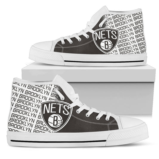 Ideafootwear Brooklyn Nets High Top Canvas Sneakers Shoes For Men And Women