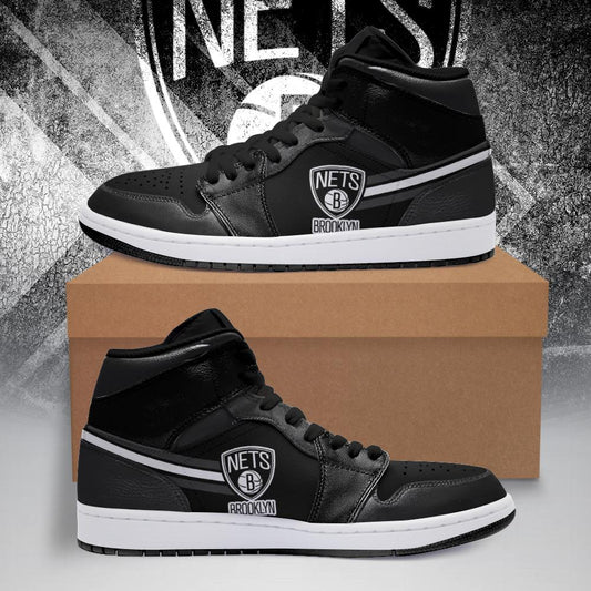 Ideafootwear Brooklyn Nets NBA AJ1 High Sneakers Shoes For Men And Women