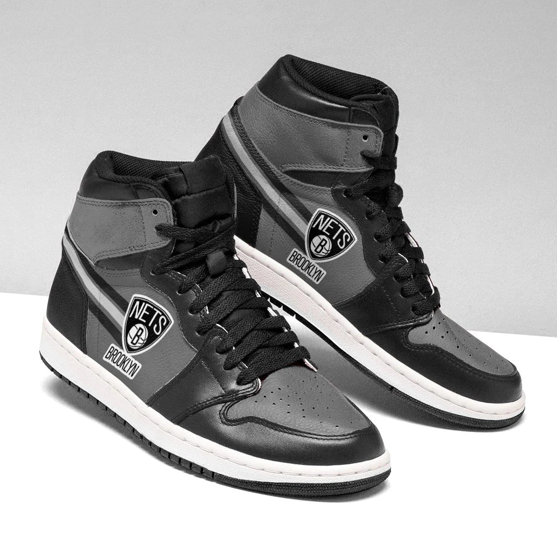 Ideafootwear Brooklyn Nets NBA AJ1 High Sneakers Shoes For Men And Women