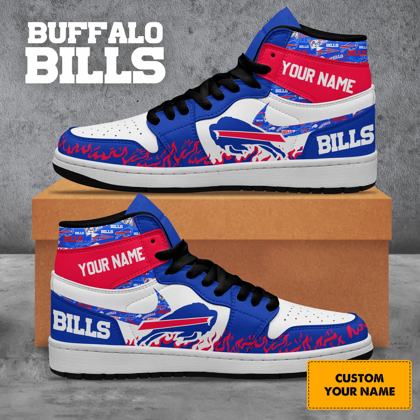 Ideafootwear Buffalo Bills AJ1 High Sneakers Shoes For Men And Women