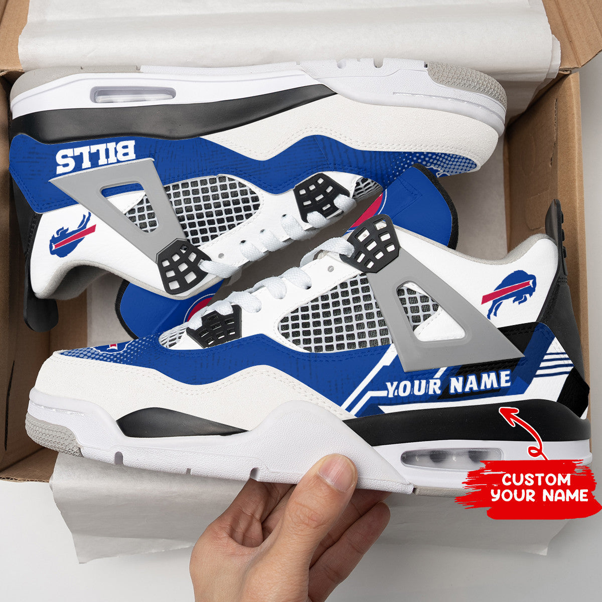 Ideafootwear Buffalo Bills AJ4 Sneakers Shoes For Men And Women