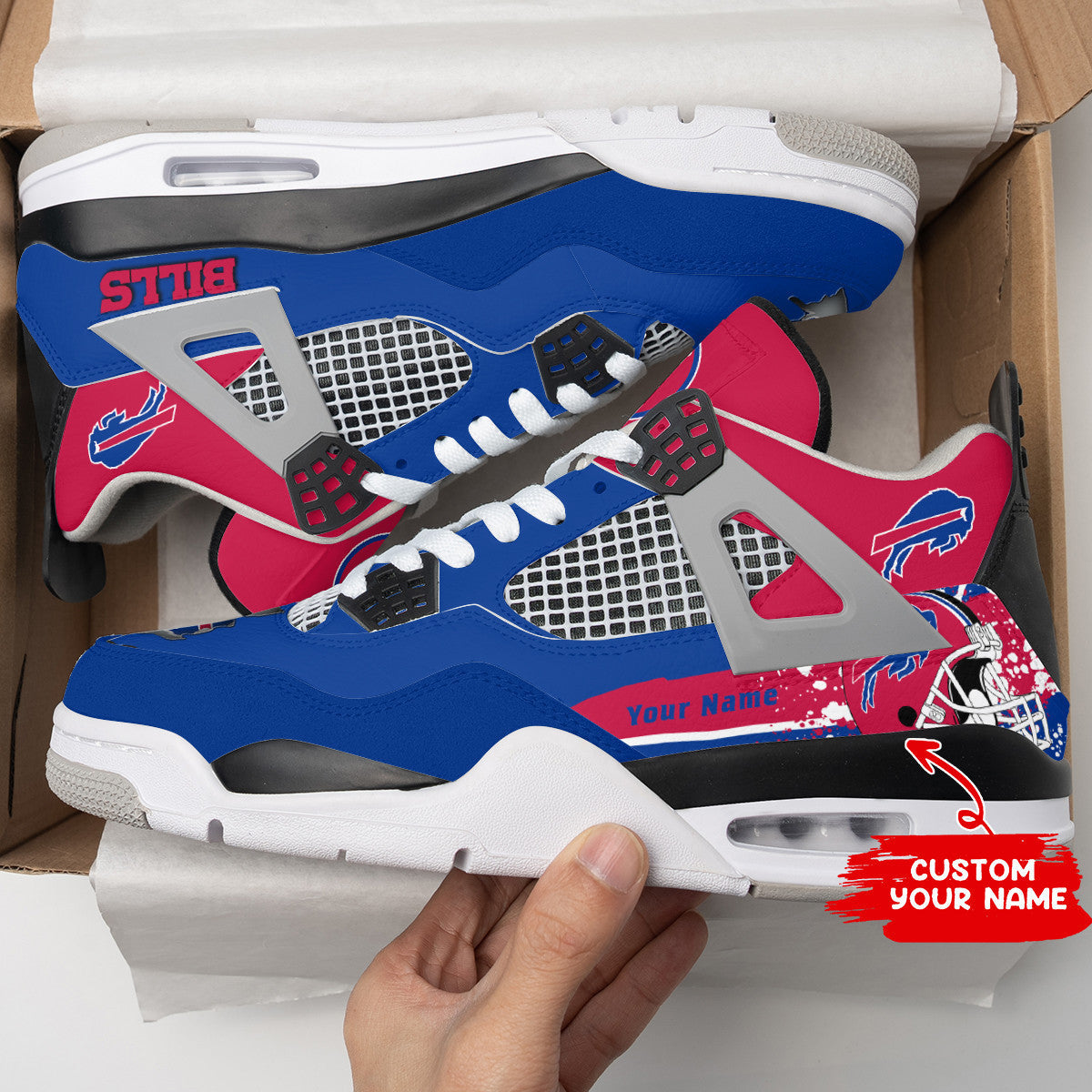 Ideafootwear Buffalo Bills AJ4 Sneakers Shoes For Men And Women