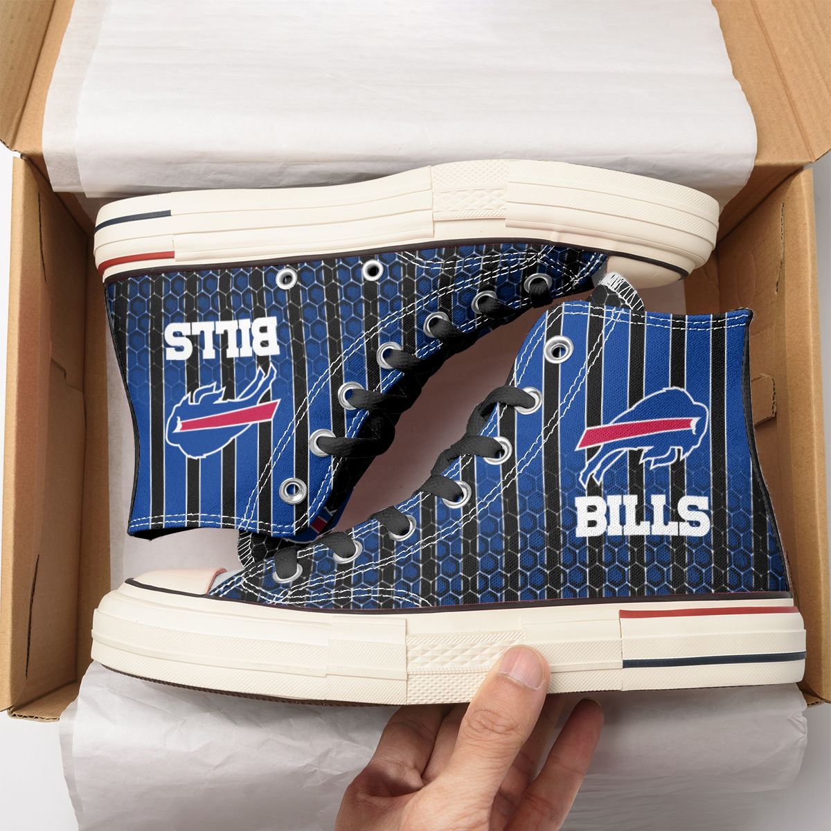 Ideafootwear Buffalo Bills High Top Canvas Sneakers Shoes For Men And Women