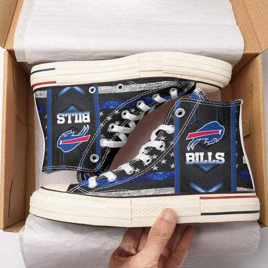 Ideafootwear Buffalo Bills High Top Canvas Sneakers Shoes For Men And Women