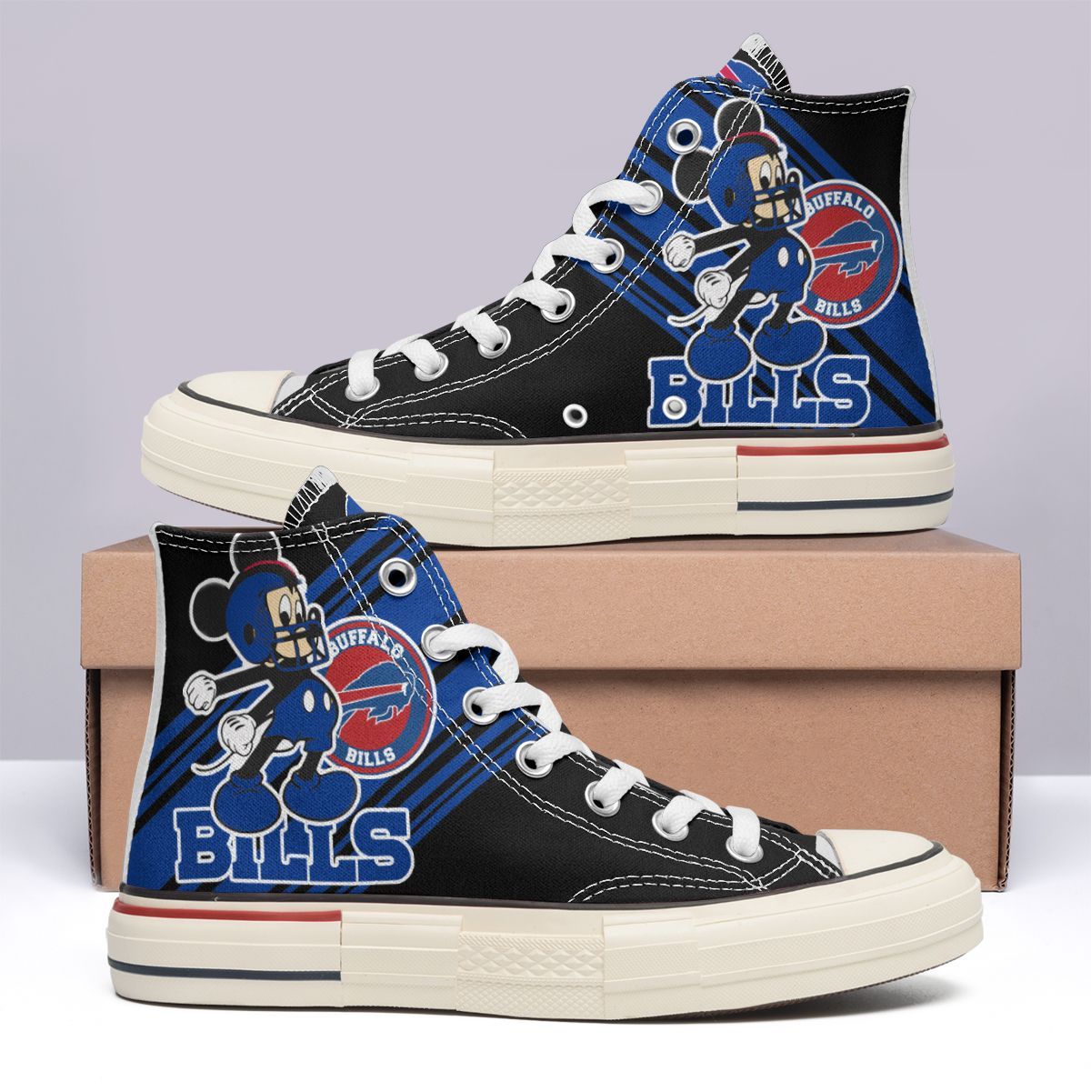 Ideafootwear Buffalo Bills High Top Canvas Sneakers Shoes For Men And Women