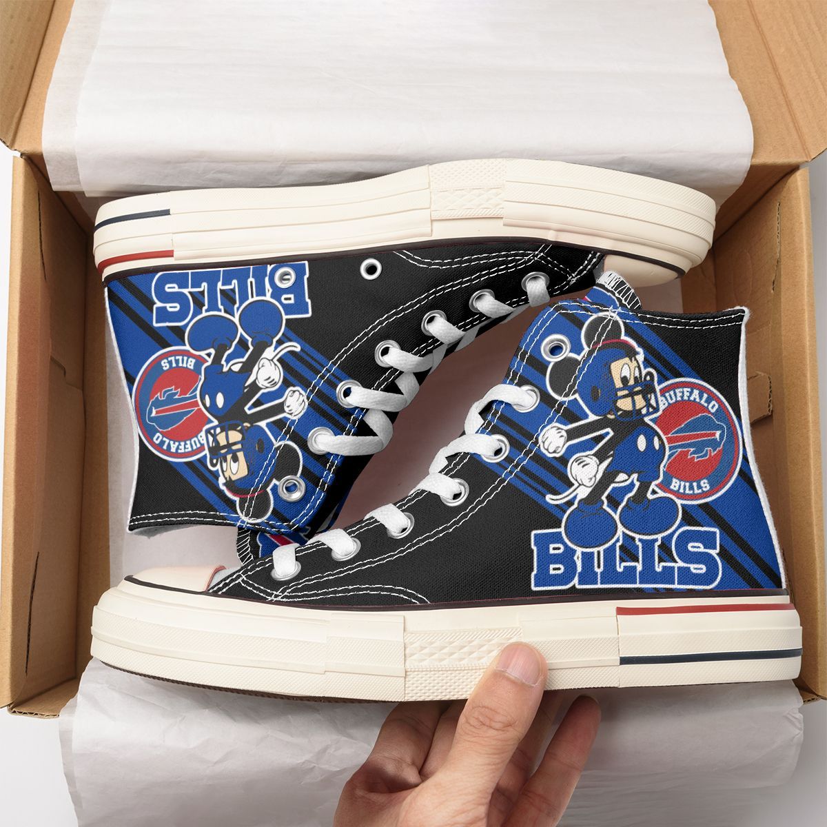 Ideafootwear Buffalo Bills High Top Canvas Sneakers Shoes For Men And Women