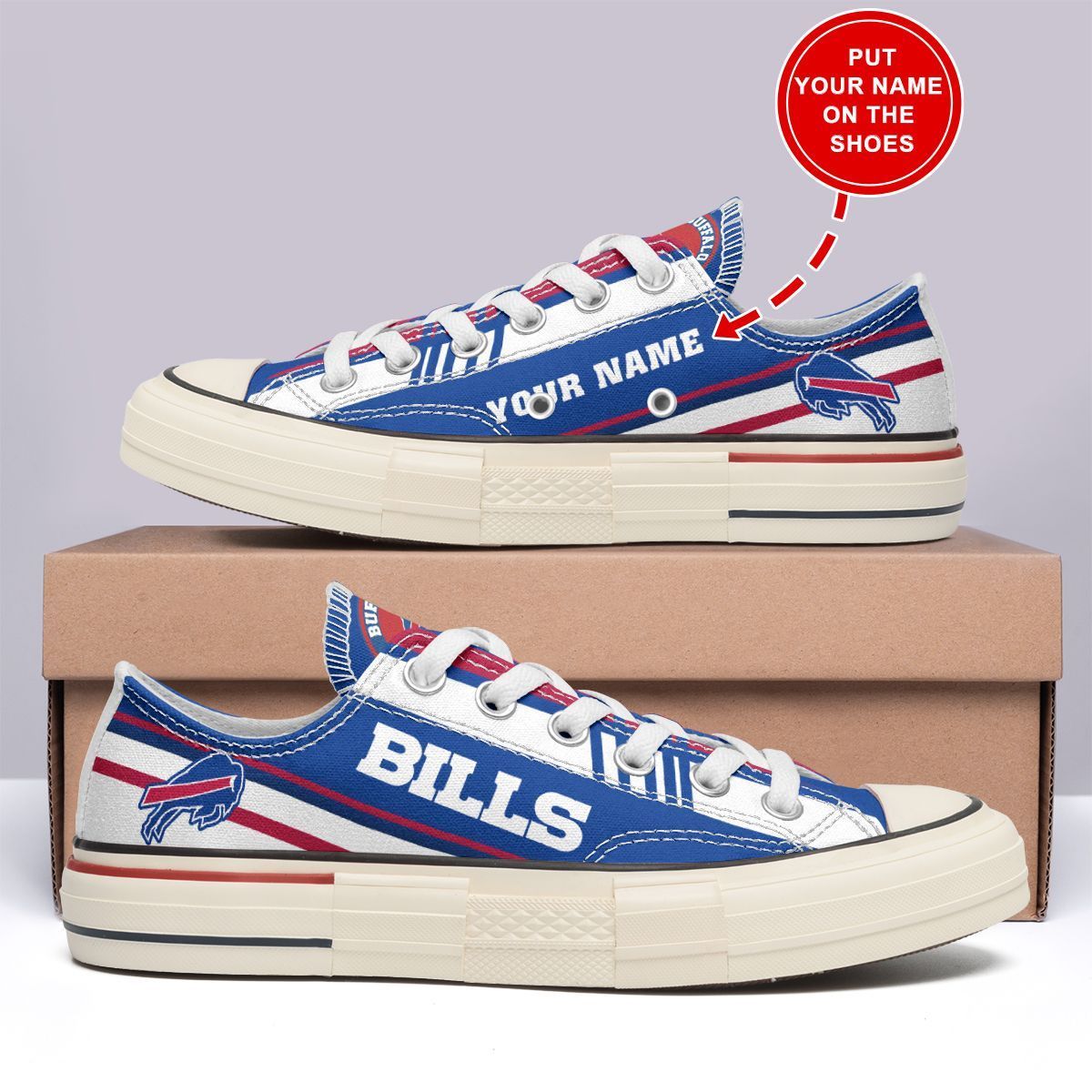 Ideafootwear Buffalo Bills Low Top Canvas Sneakers Shoes For Men And Women