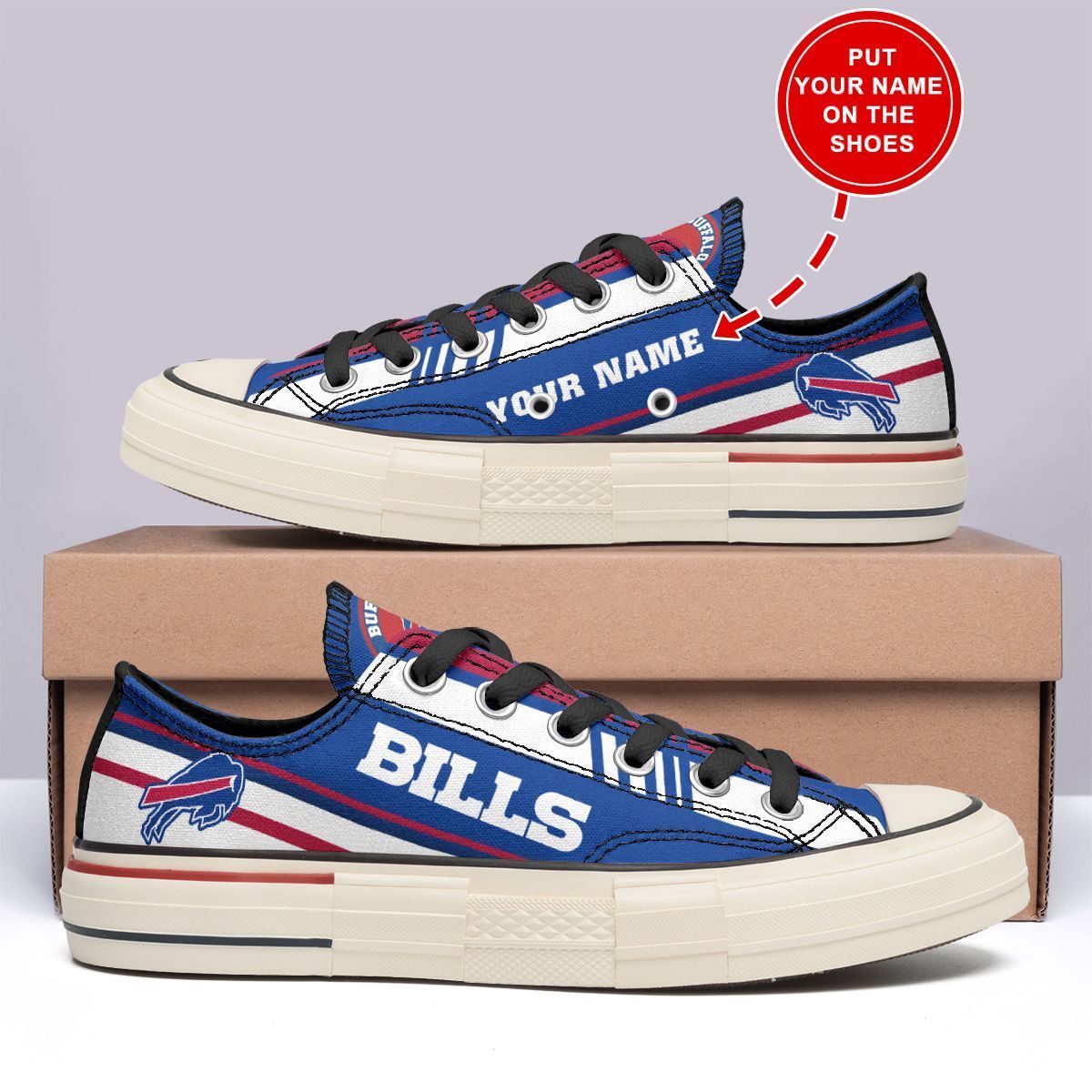 Ideafootwear Buffalo Bills Low Top Canvas Sneakers Shoes For Men And Women