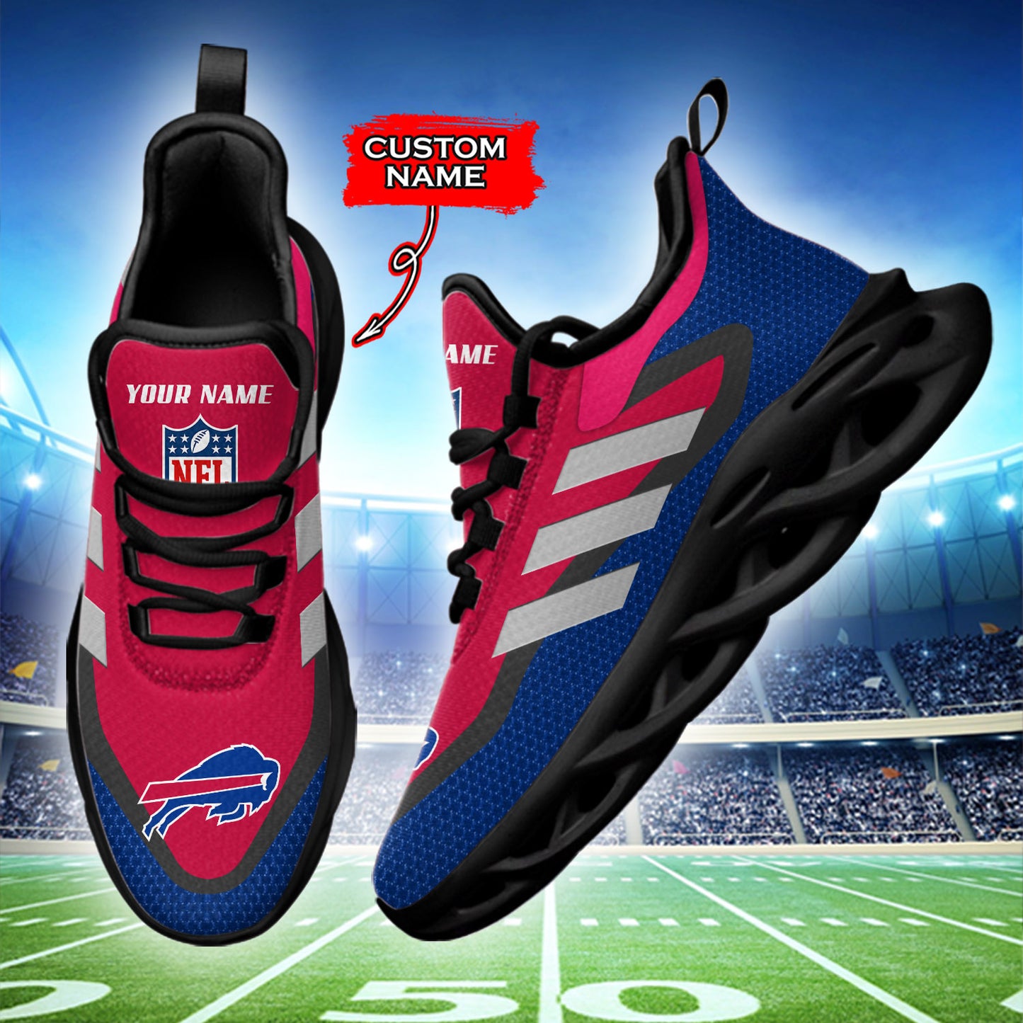 Ideafootwear Buffalo Bills NFL Max Soul Shoes Sneakers For Men And Women