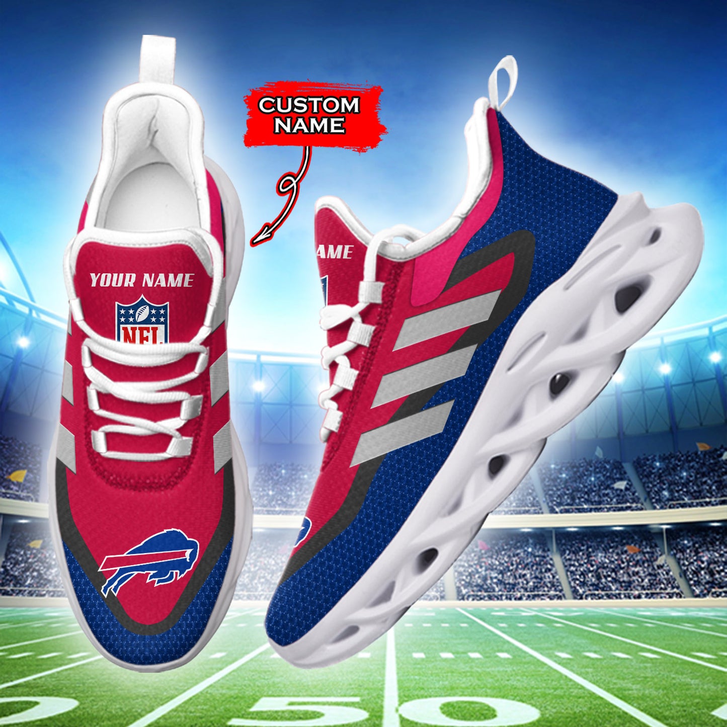 Ideafootwear Buffalo Bills NFL Max Soul Shoes Sneakers For Men And Women